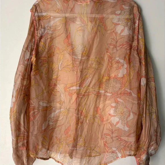 Chasing Unicorns Say it Again Silk Pleated Blouse L - Picture 2 of 10